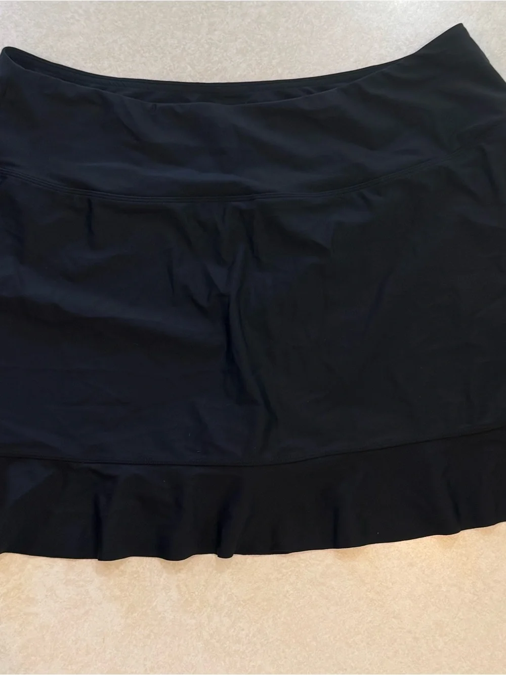 NWT Soothfeel Black Ruffle Hem Swim Skirt